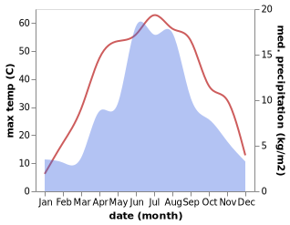 temperature and rainfall during the year in Tashi