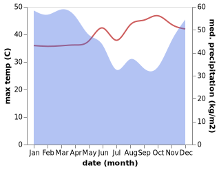 temperature and rainfall during the year in Karangwungu
