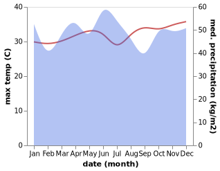 temperature and rainfall during the year in Manganitu
