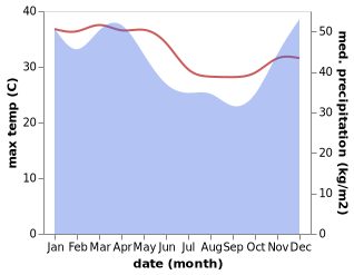 temperature and rainfall during the year in Karangpapak