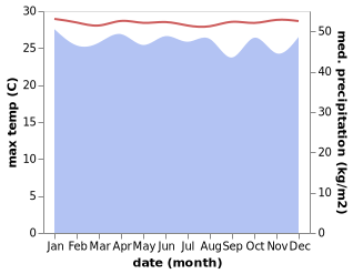 temperature and rainfall during the year in Manokwari