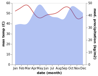 temperature and rainfall during the year in Wajir