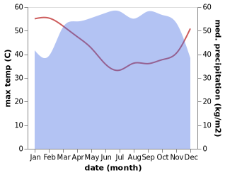 temperature and rainfall during the year in Utu Etim Ekpo