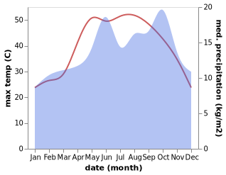 temperature and rainfall during the year in Dayr Samit