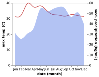 temperature and rainfall during the year in Bilog-Bilog