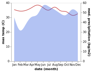 temperature and rainfall during the year in Jagupit