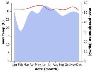 temperature and rainfall during the year in Pantukan