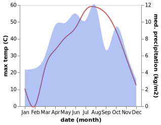 temperature and rainfall during the year in Charkh