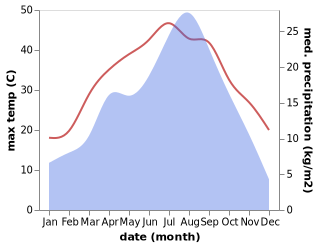 temperature and rainfall during the year in Basawul