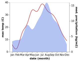 temperature and rainfall during the year in Barg-e Matal