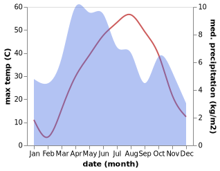 temperature and rainfall during the year in Nili