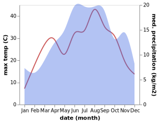 temperature and rainfall during the year in Hotolisht