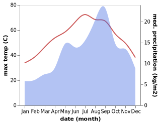 temperature and rainfall during the year in Reggane