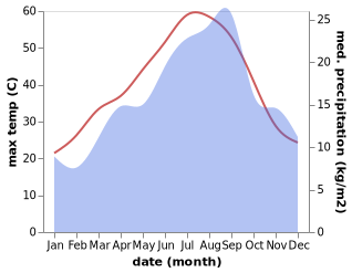 temperature and rainfall during the year in El Attaf