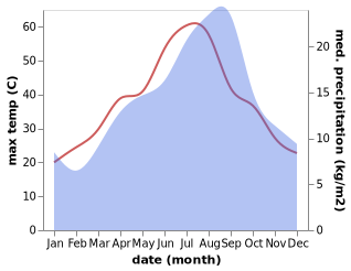 temperature and rainfall during the year in Mechta Rhlalouch