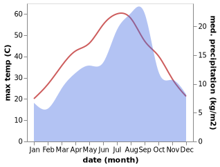 temperature and rainfall during the year in Dar Chioukh