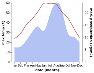 temperature and rainfall during the year in Brezina