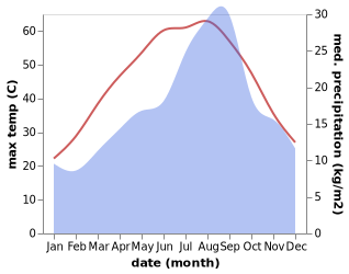 temperature and rainfall during the year in Tebesbest