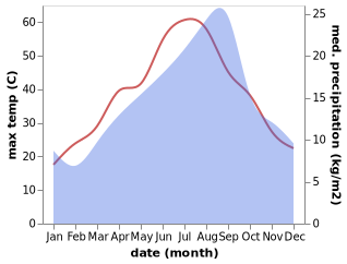 temperature and rainfall during the year in Ain Beida