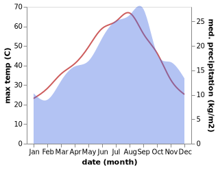 temperature and rainfall during the year in Ain Merane