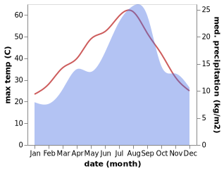 temperature and rainfall during the year in Ain el Hadjar