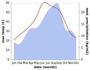temperature and rainfall during the year in Souk el Had