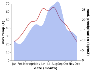 temperature and rainfall during the year in M'Sila