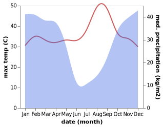 temperature and rainfall during the year in Luau