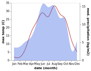 temperature and rainfall during the year in Brrnakot