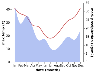 temperature and rainfall during the year in Agnes Banks