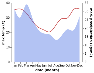 temperature and rainfall during the year in Arrawarra