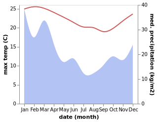 temperature and rainfall during the year in Balgowlah