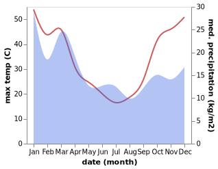 temperature and rainfall during the year in Barellan