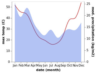 temperature and rainfall during the year in Berrigan