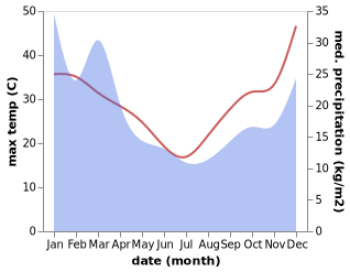 temperature and rainfall during the year in Bodalla