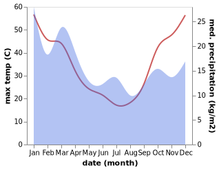 temperature and rainfall during the year in Griffith