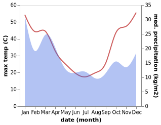 temperature and rainfall during the year in Parkes