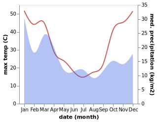 temperature and rainfall during the year in Temora