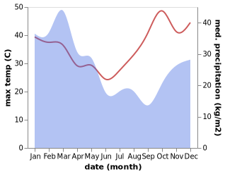 temperature and rainfall during the year in Alice River