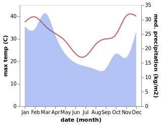 temperature and rainfall during the year in Aratula