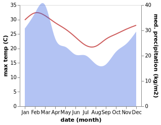 temperature and rainfall during the year in Benaraby