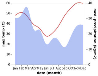 temperature and rainfall during the year in Capella