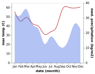 temperature and rainfall during the year in Richmond