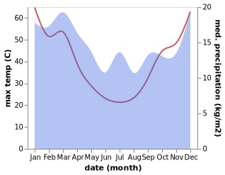 temperature and rainfall during the year in Kingston