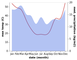 temperature and rainfall during the year in Lameroo