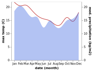 temperature and rainfall during the year in Bolwarra