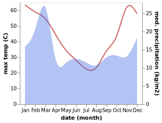 temperature and rainfall during the year in Dalwallinu