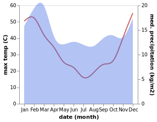 temperature and rainfall during the year in Kojonup