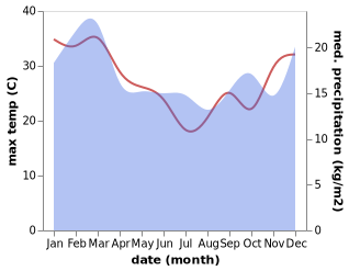 temperature and rainfall during the year in Youngs