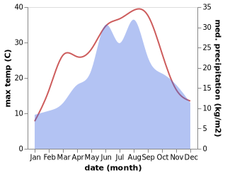 temperature and rainfall during the year in Bruckneudorf